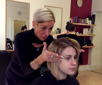 Eunice when hairdresing