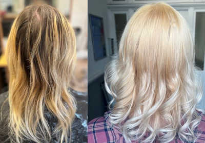  Full head colour with a golden ash tone