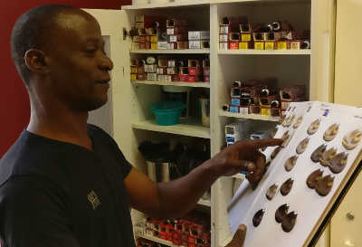 Men's barber choosing a hair colour