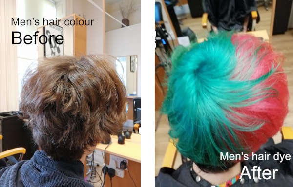 Gent's hair colour before and after