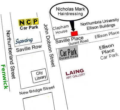 Newcastle City Center Hairdressers Salon Map